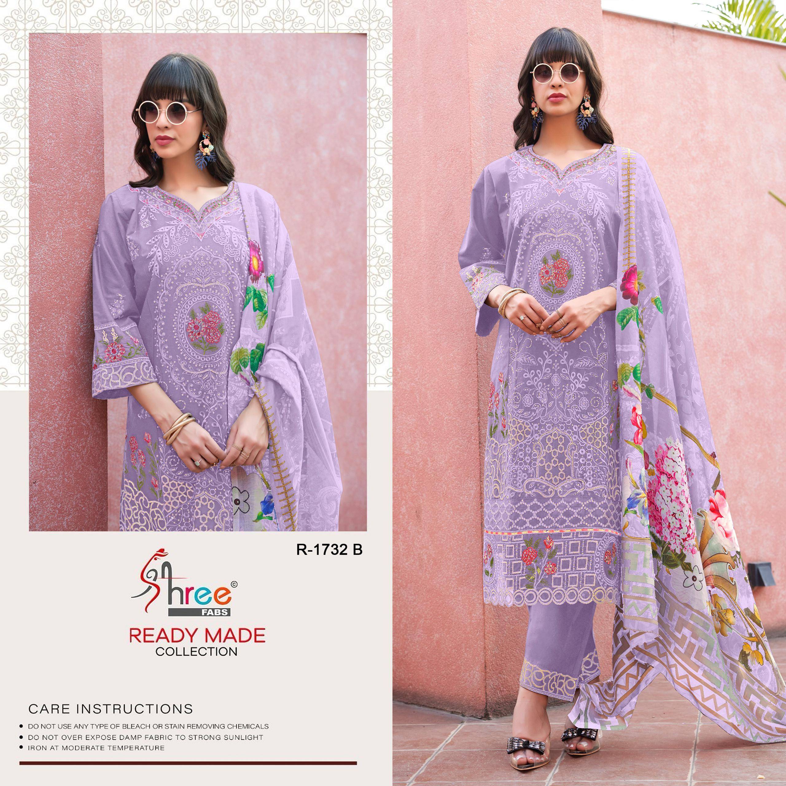 1732 Colors BY Shree fabs 1732 a TO 1732 d SERIES Pakistani Stylish Beautiful Colourful Printed & camric cotton readymade Dresses At Wholesale Price